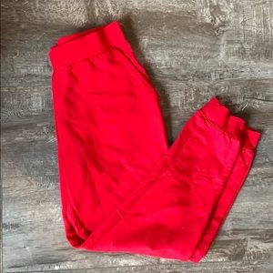 Red ankle length sweatpants